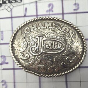 CHAMPION Justin Metal Belt Buckle Western Oval  3"X2"